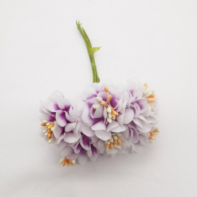 6 STUKS Geschenkdoos Scrapbooking Anjer Kunstbloemen Zijde Boeket Voor Bruiloft Decoratie Party DIY Krans Craft Nep Bloem: Paars