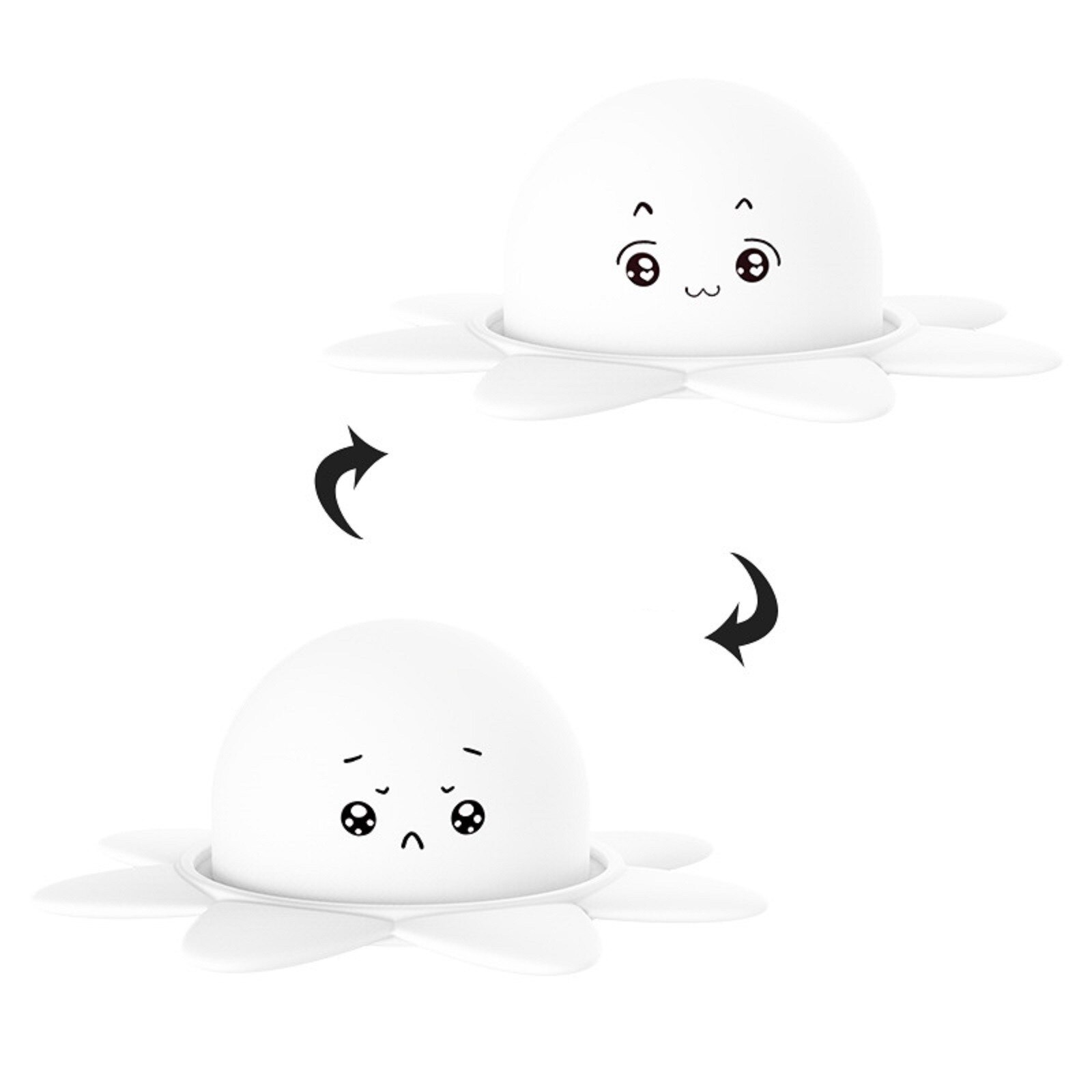 Mascotte Zachte Simulatie Twee-Side Octopus Pop Kids Emotionele Epression Dubbelzijdig Flip Decompressie Speelgoed Kinderen Verjaardag Speelgoed: WHITE