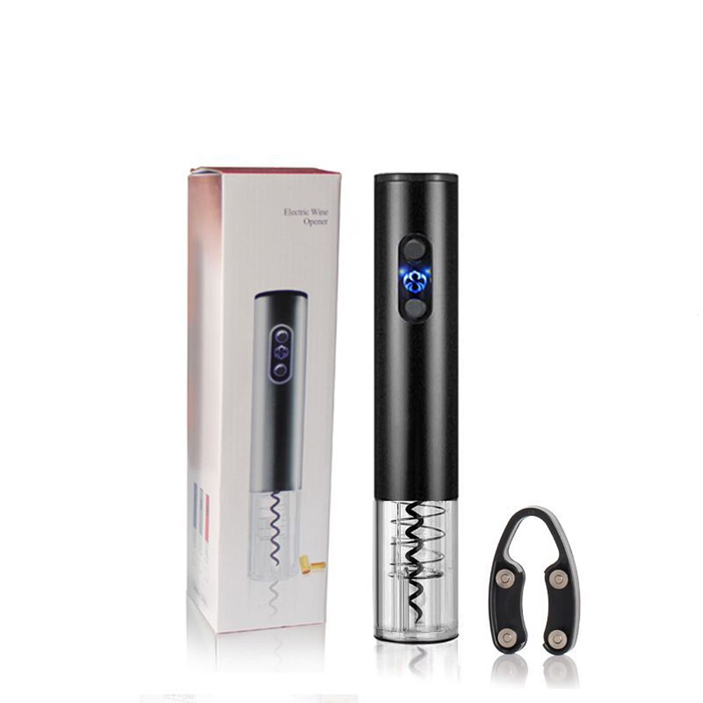 Automatic Electric Wine Opener Corkscrew Wine Bottle Opener Kit With Foil Cutter Kichen usb Recharge Electric Bottle Opener: C001N black