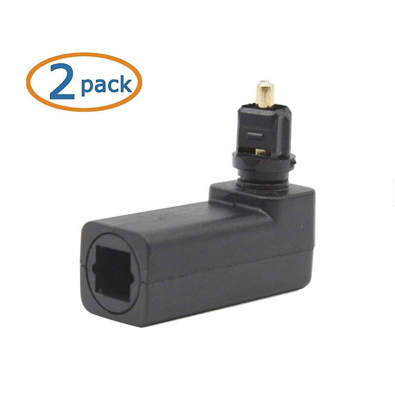 Pack of 2 360 Degree Digital Fiber Optic Toslink Right Angle 90 Degree Female to 3.5 mm Mini Male Optical Audio Connector Adapte