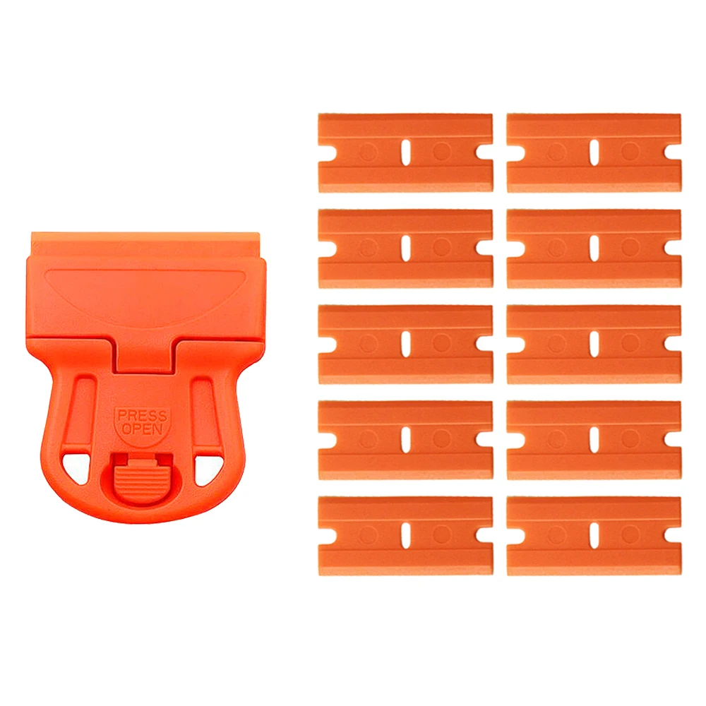 Plastic Handvat Schraper Scheermes Keramisch Glas Raam Verven Gereedschap Schilderij Houder Standaard Rakel Reinigingsblad E49: green