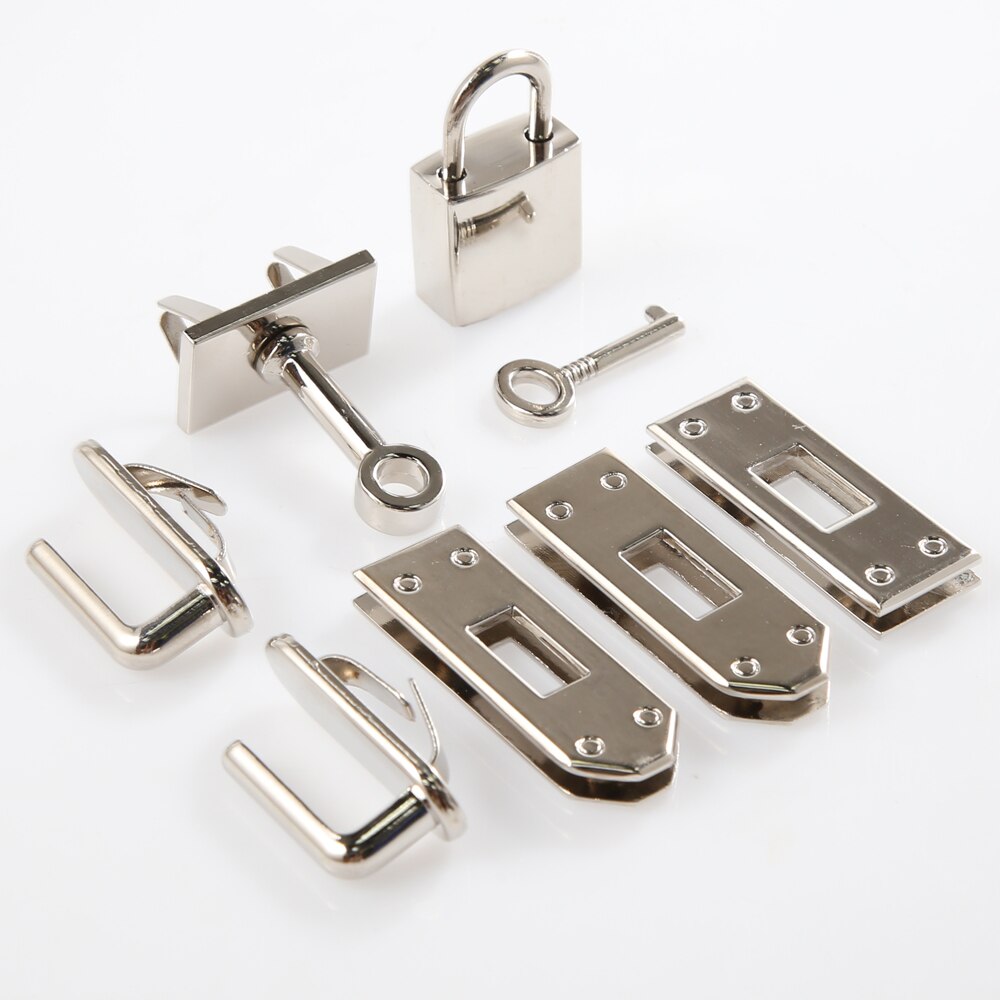 7 sztuk/zestaw metalowe zapięcie blokada Lockbutton dla kobiet torebka torba na ramię torebka akcesoria DIY: silver