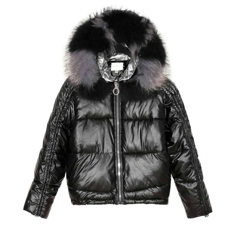 Glanzend Winter Down Katoen Gewatteerde Jas Voor Vrouwen Dikke Heldere Zwarte Korte Glimmende Jas Roze Zwart Goud Katoen Parka: Black / Xxl