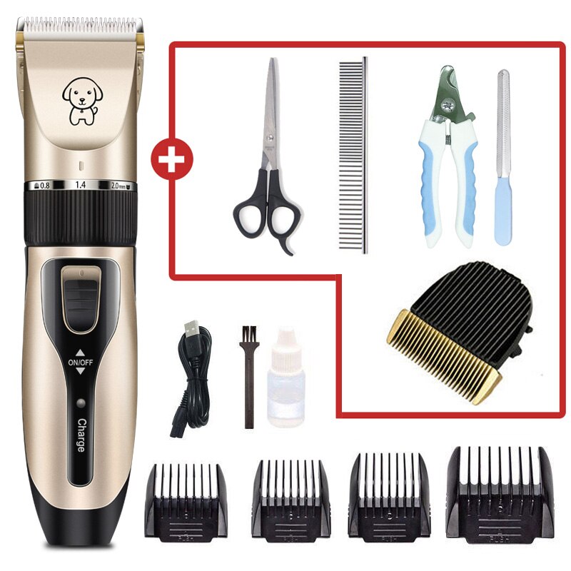 Hondentondeuse, geluidsarme hondentondeuse, hondentrimmer, kattentondeuse, trimmer voor huisdieren, usb-oplaadbaar: Gouden  l08