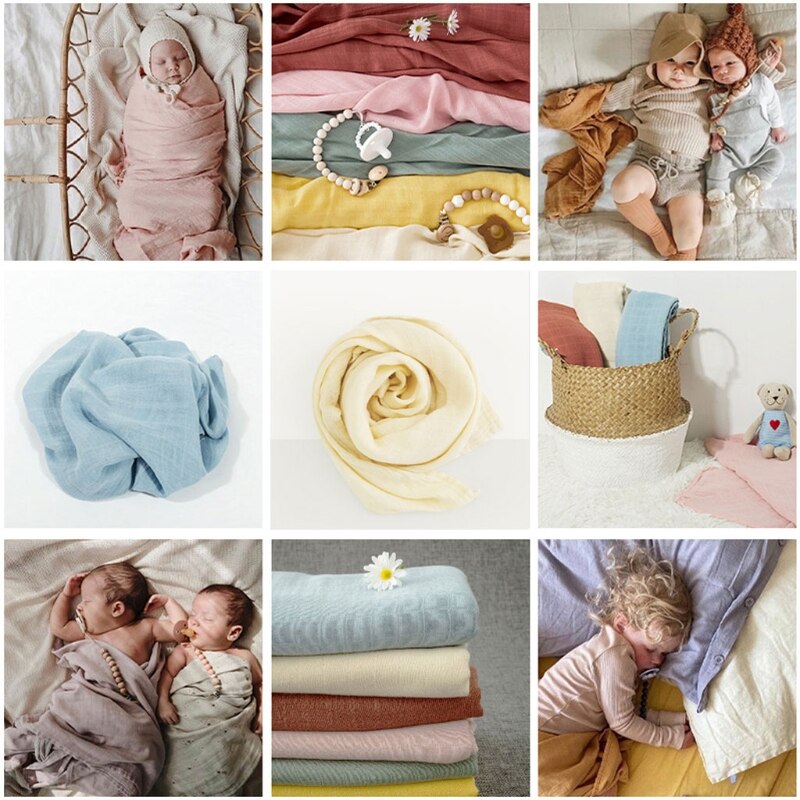 1Pc 120cm*120cm Bamboo Cotton Swaddle Blanket Muslin Baby Blankets Infant Swaddle Towel For Newborns Baby Wrap Kids Bed Sheet
