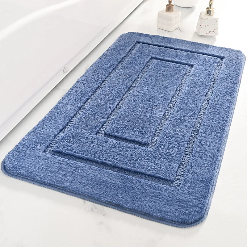 Bathroom Rug Microfiber Shaped Absorbing Non Skid Solid Color Lavatory Carpet Washroom Essentials Latest Bath Mat Water Soaking: 45x70cm / Burgundy