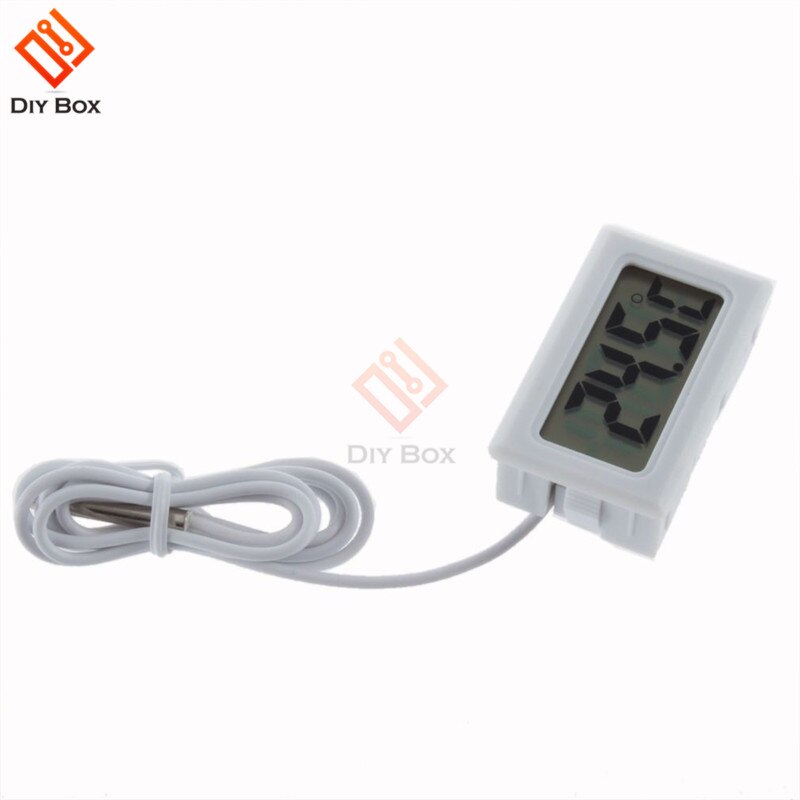 Mini Digital LCD Probe Fridge Freezer Thermometer Sensor Thermometer Thermograph For Aquarium Refrigerator Kit Chen Bar Use: White with 1M Cable
