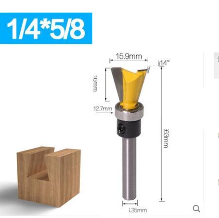 1pc 1/2" 1/4" Shank Rod Dovetail Router Bit Swallow Tail Woodworking Etching Milling Tools For Wood Cutter: 17