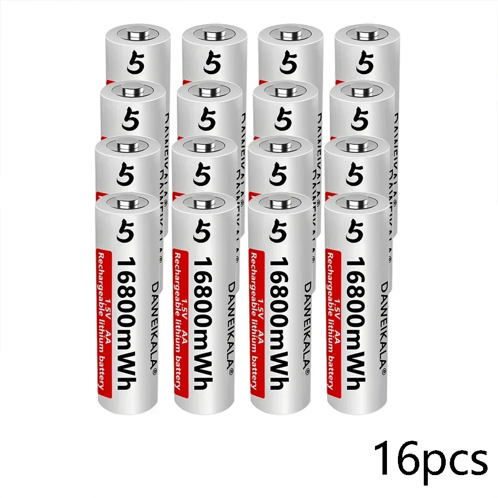 Batería AA de iones de litio de 1,5 V, baterías recargables AA de alta capacidad de 16800mWh para Control remoto, batería de juguete, carga rápida ligera: Naranja