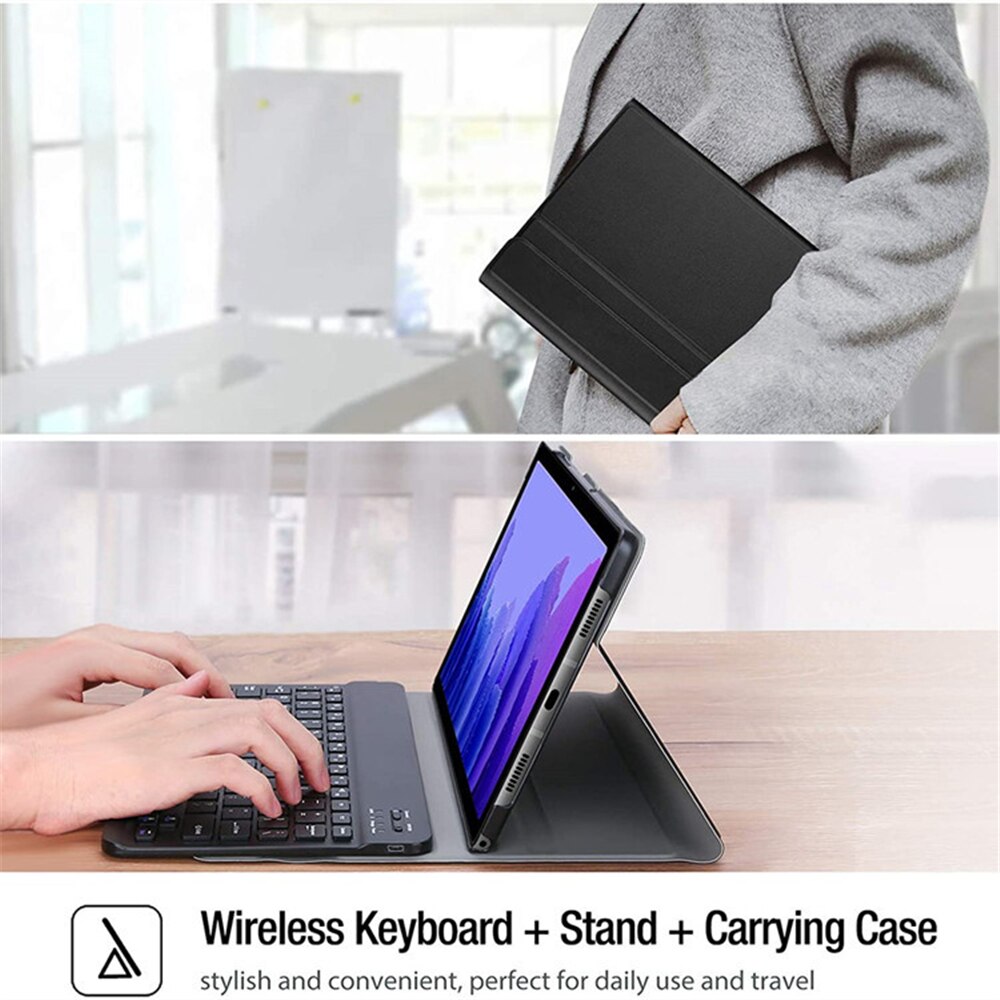 Suitable for Samsung Galaxy Tab A7 10.4-inch keyboard case synthetic leather stand function removable wireless keyboard