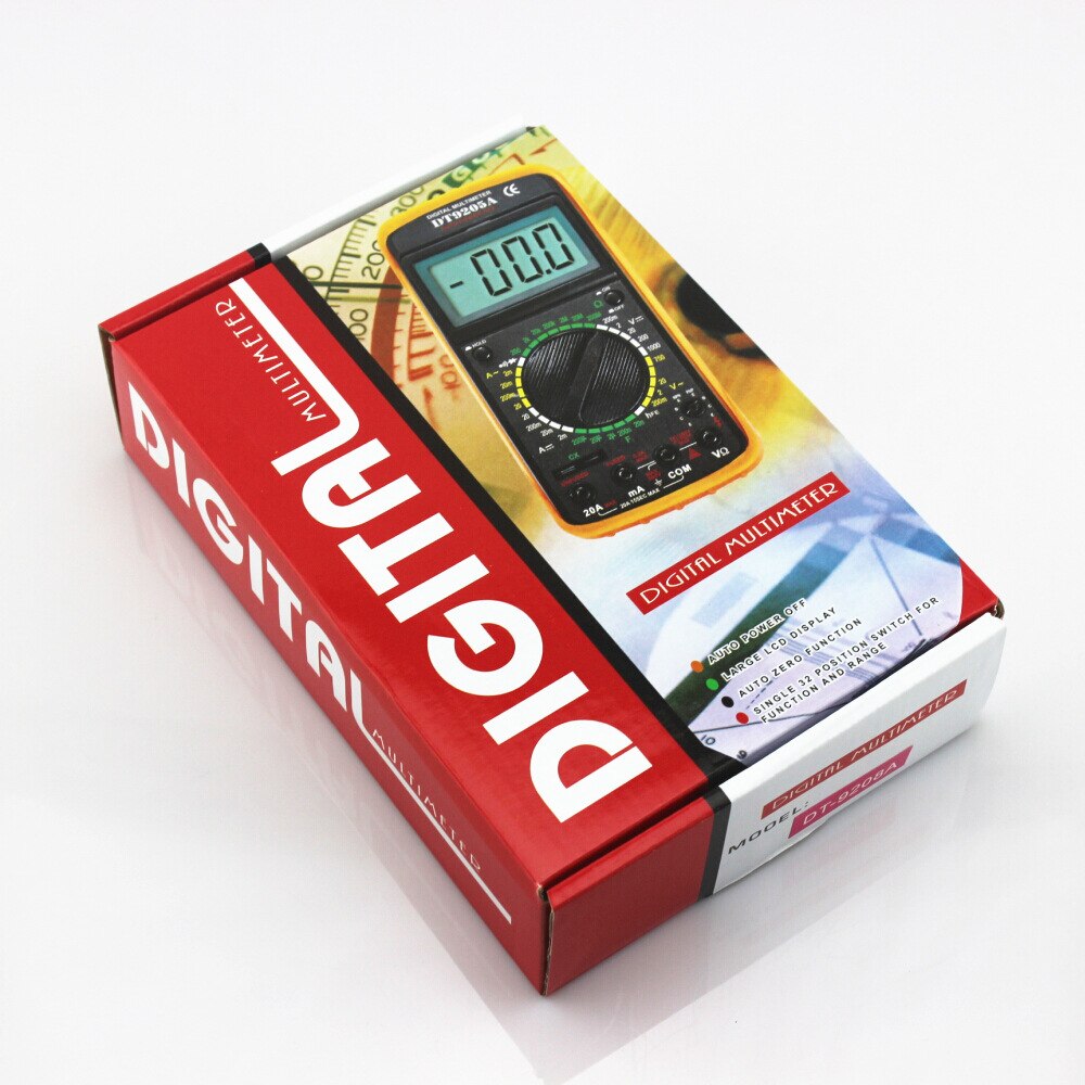 DT9208A LCD Display Handheld Voltmeter Ammeter Ohmmeter Capacitance Meter Temperature Tester Digital Multimeter
