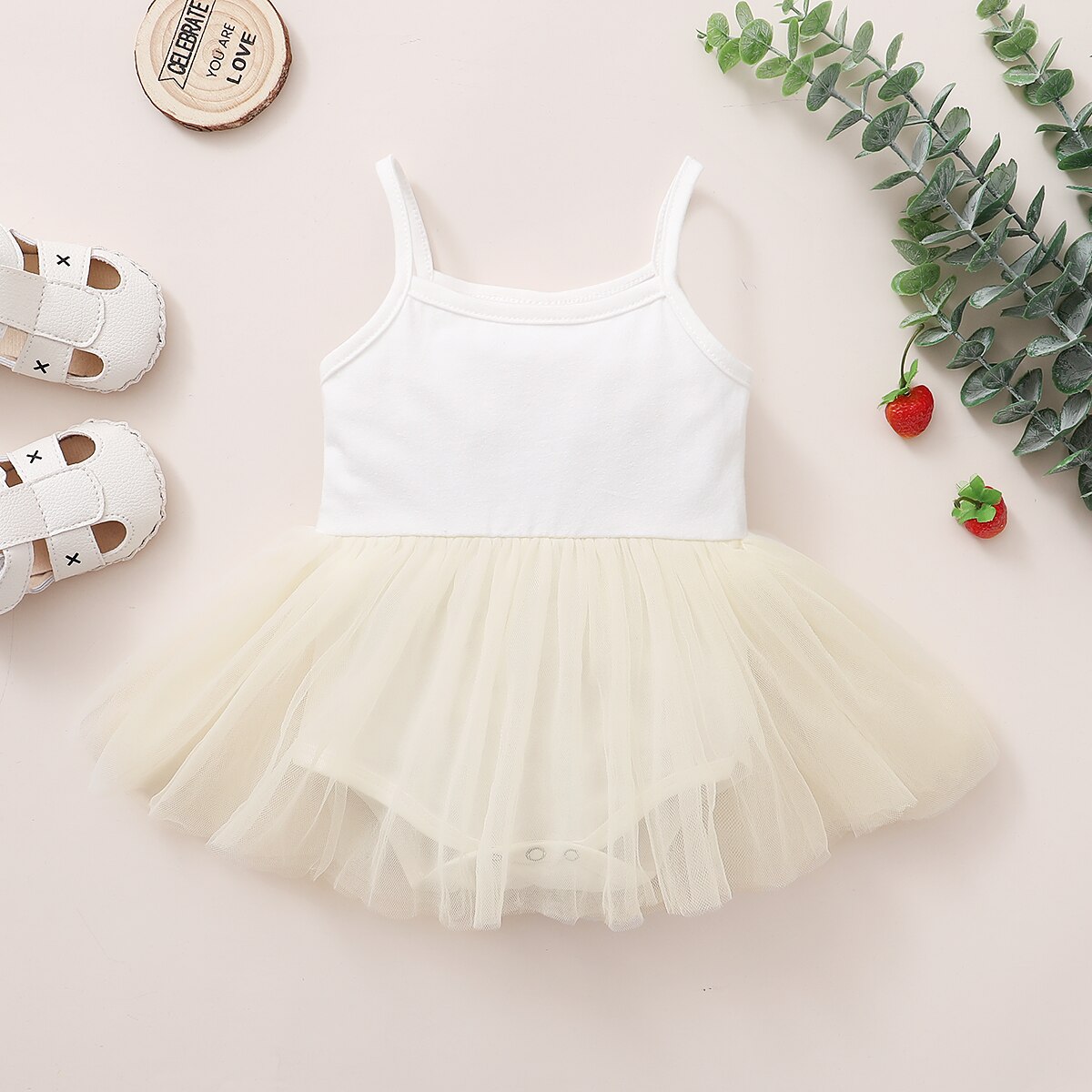 Baby Effen Kleur Romper, Zomer Baby Meisjes Zoete Stijl Mesh Splicing Mouwloze Jarretel Rokje Jumpsuit: 4 / 18m