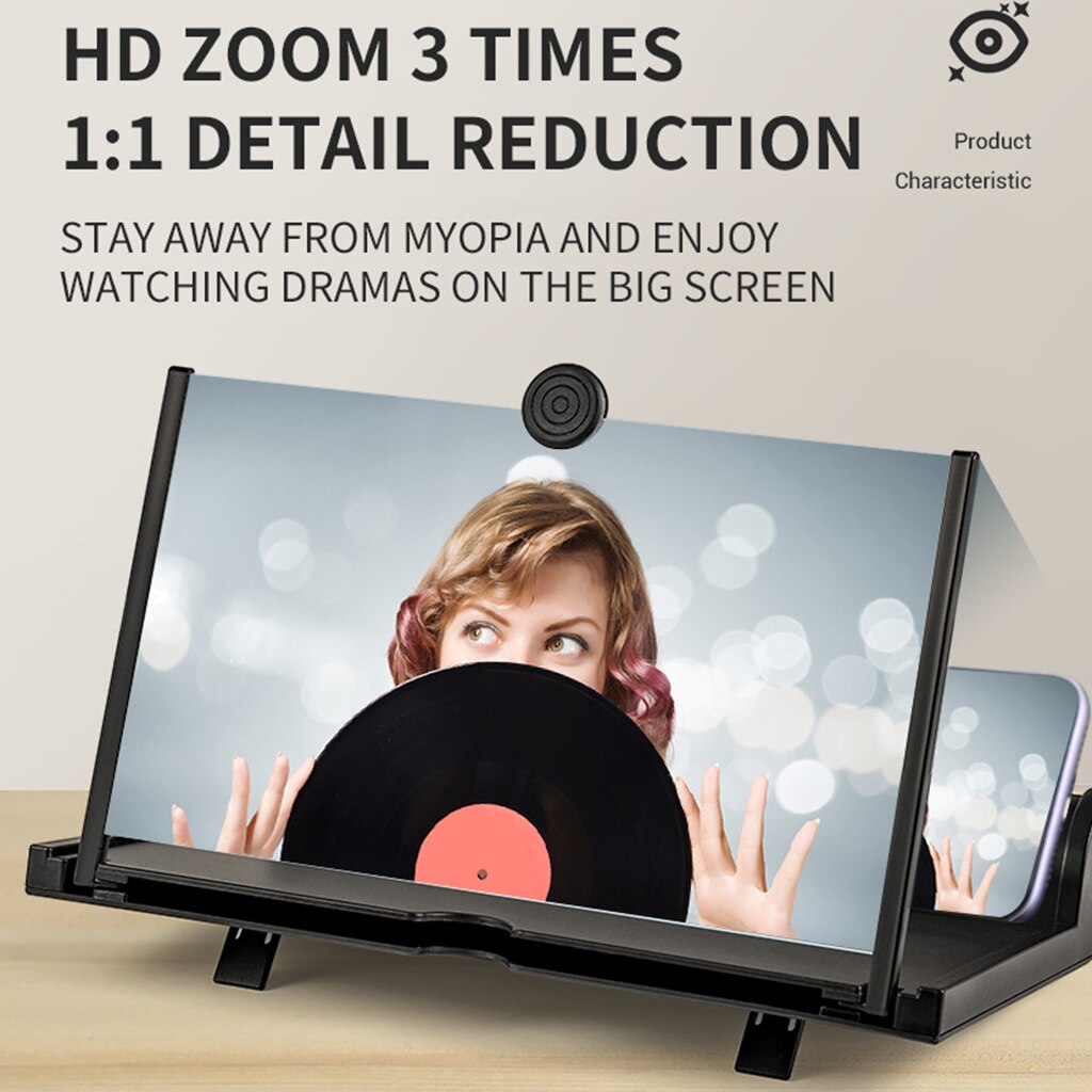 3D Screen Amplifier High-definition 12 Inch Mobile Phone Screen Magnifier Relieves Discomfort Visual Fatigue Stable