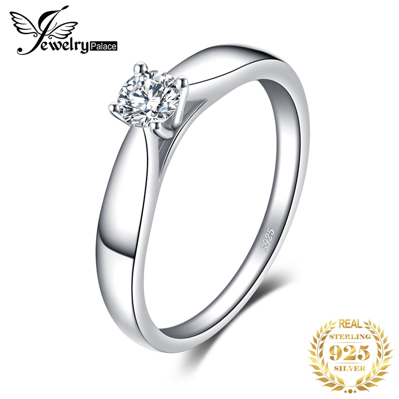 JewelryPalace CZ Solitaire Engagement Ring 925 Sterling Zilveren Ringen voor Vrouwen Anniversary Ring Trouwringen Zilver 925 Sieraden