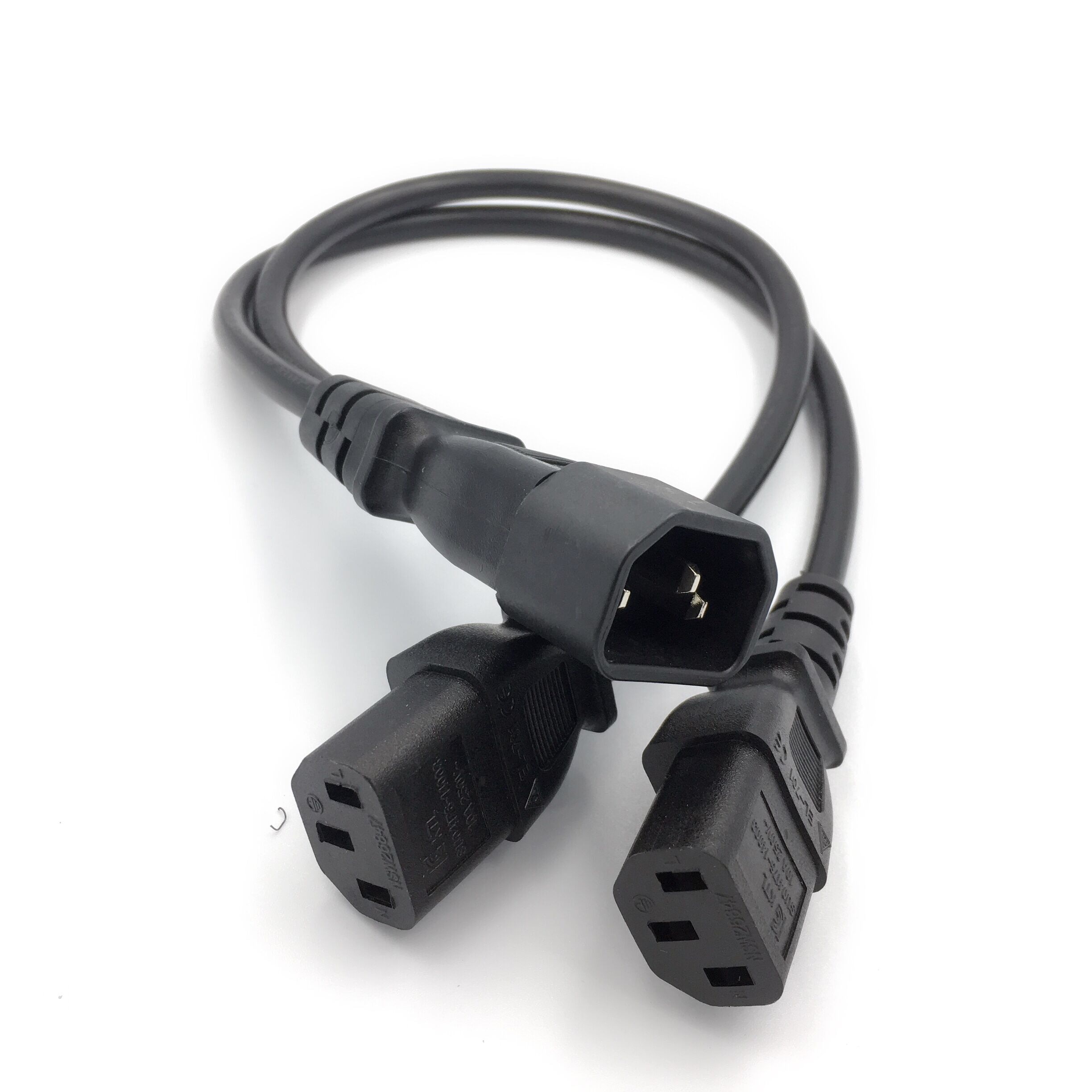 1 stk enkelt  c14 to dobbelt  c13 5-13r kort strøm y type splitter adapter kabel 25cm