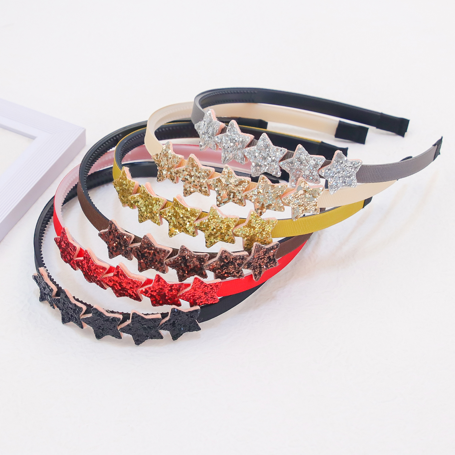 Diademas de estrella para niñas, diademas con forma de estrella con purpurina bonita, aros de plástico para dientes, diadema brillante, accesorios para el cabello para niños