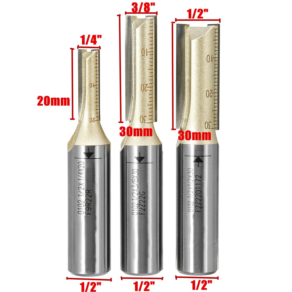 1 Stuk 1/2 Inch Schacht Dubbele Fluit Straight Router Bit Cutter Cnc Carbide Houtbewerking Snijgereedschap