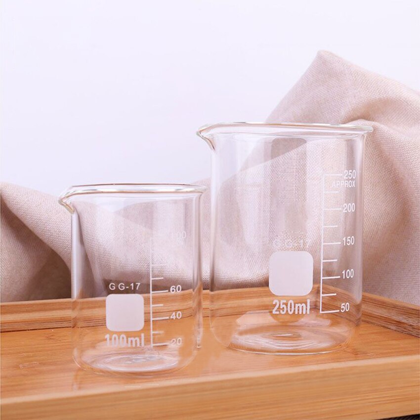 Borosilicaatglas Meten Lage Vorm Beker 100ml 250ml Maatbeker voor Bakken, Handgemaakte Zeep, Chemie Laboratorium