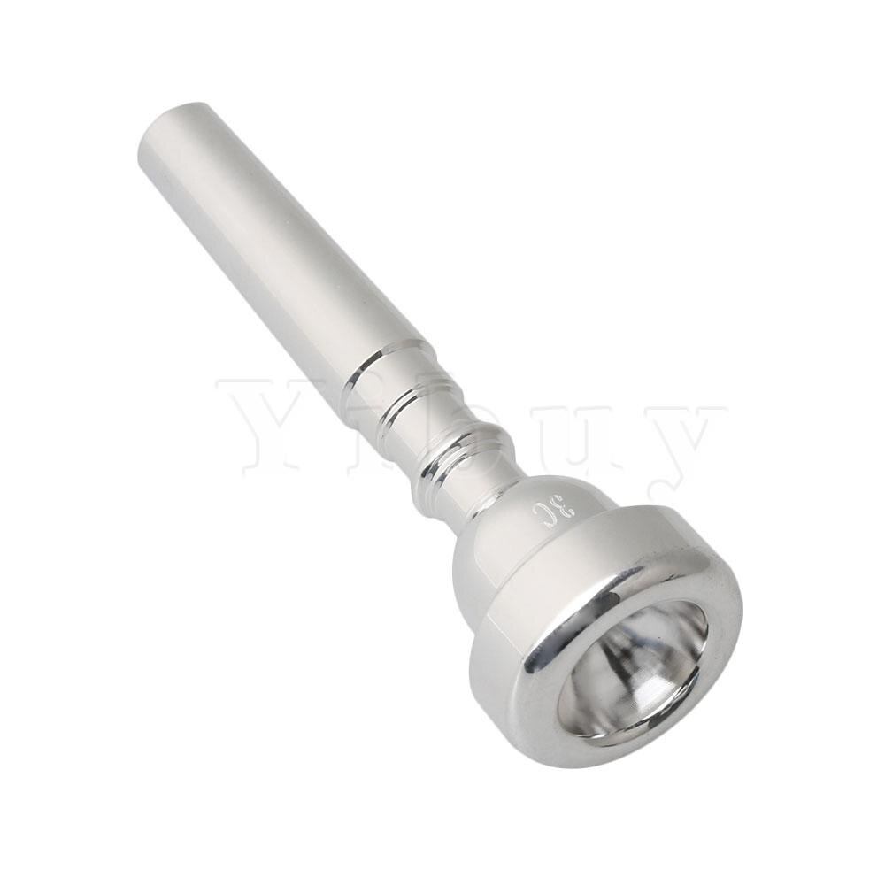 Yibuy 3C Silver Brass Trumpet Mouthpiece B Flat for Beginner Advanced Players