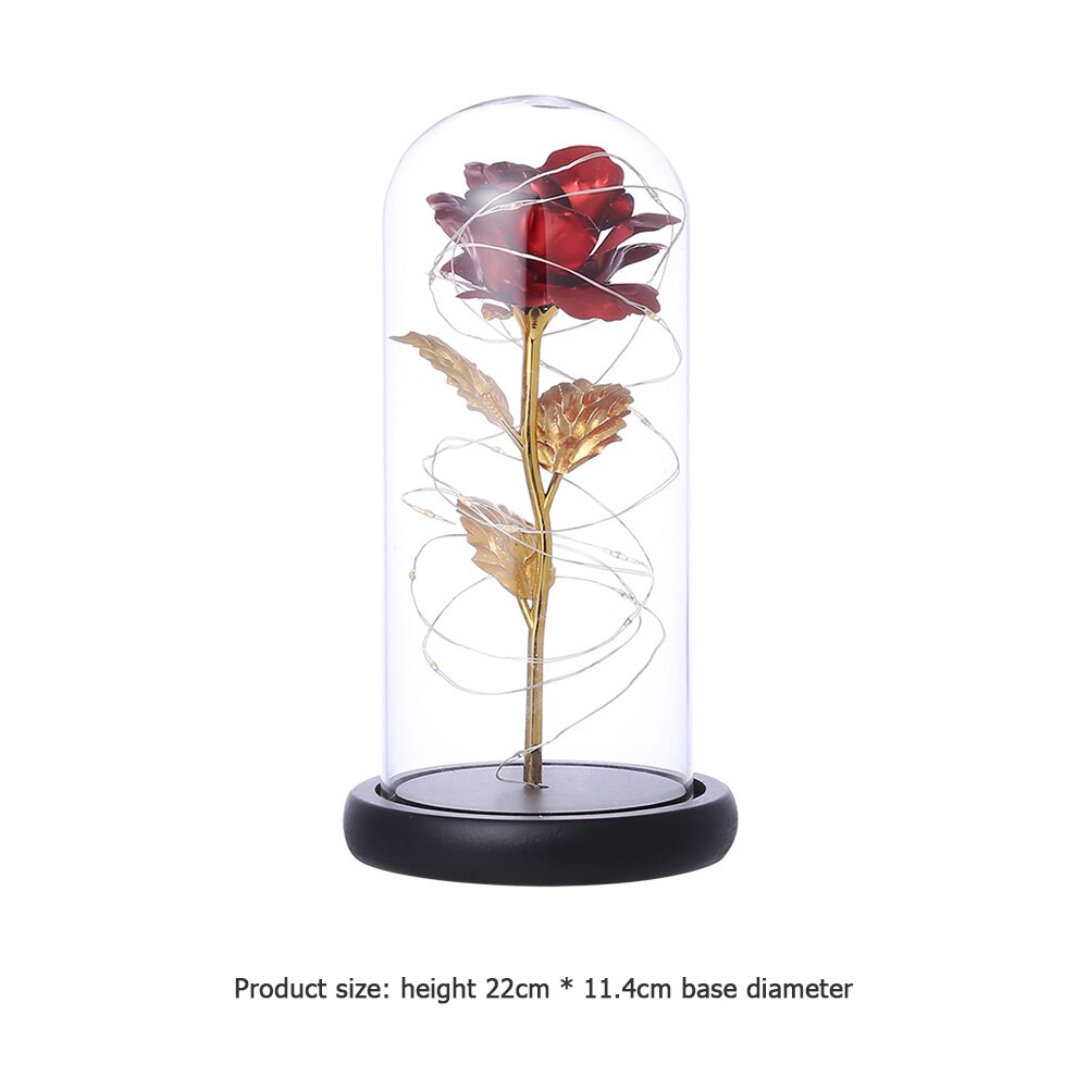 Eterna rosa flor a beleza e besta rosa em uma cúpula de vidro lâmpadas led decoração de casa casamento natal presente do dia dos namorados: a