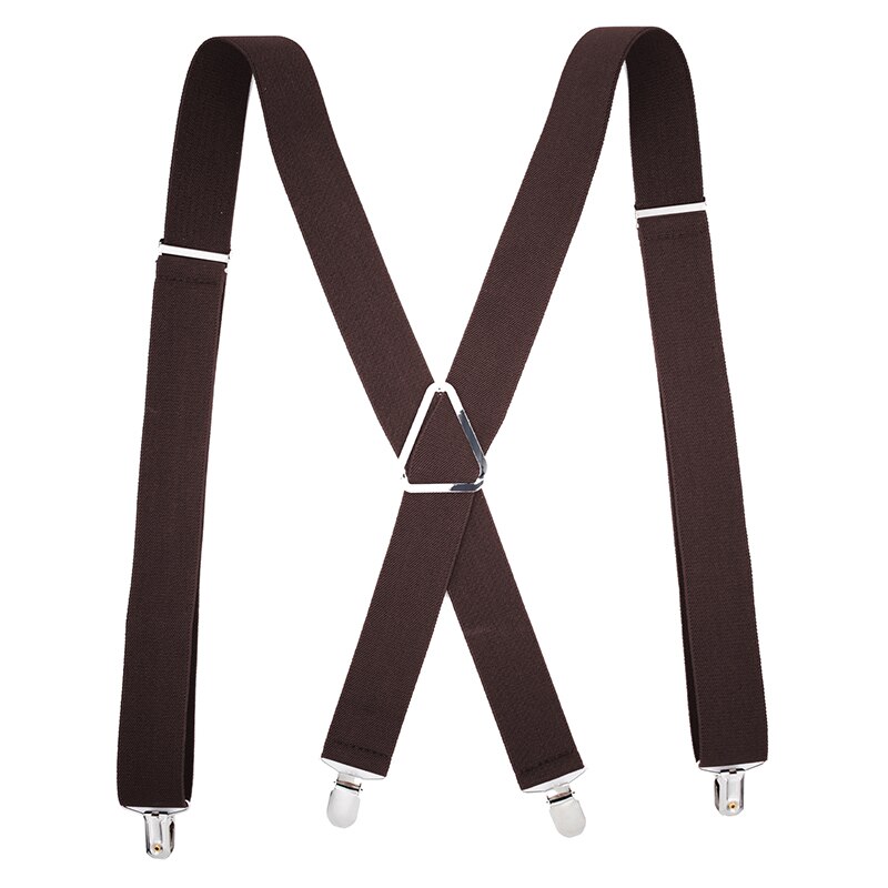 Mens Suspenders 3.5cm Wide X-Shape Heavy Duty Big Tall Adjustable Elastic Trouser Braces Wedding Party Event Husband Father: Auburn