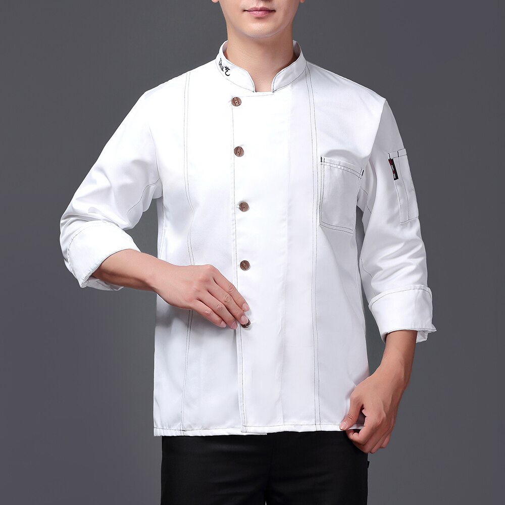 unisex uniforme de cocina para chef panadería servicio de comida chef de manga corta transpirable camisa doble-breasted chaqueta de chef ropa: White chef suit / M