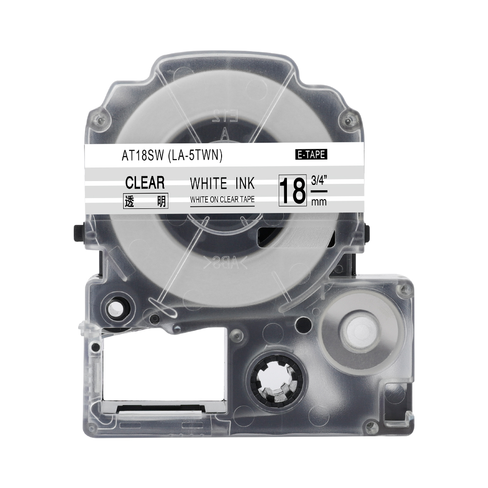 Fimax 1 pakke  ss18kw st18kw lc -5 tbn lc -5 wbn 18mm kompatibel til epson / king jim label maker cartridge label manager til lw -300: Hvid på klar