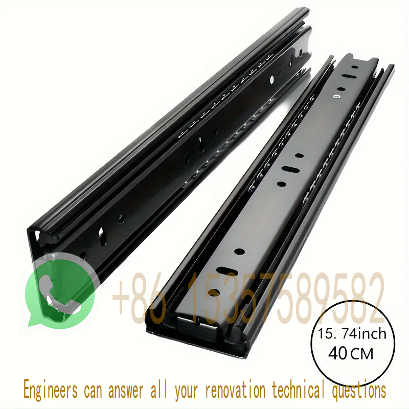 Drawer Rail 8~20Inch Cold Rolled Steel Drawer Slides Close Drawer Sliding Track Three-Section Cabinet Slides Furniture Hardware: Green Bronze