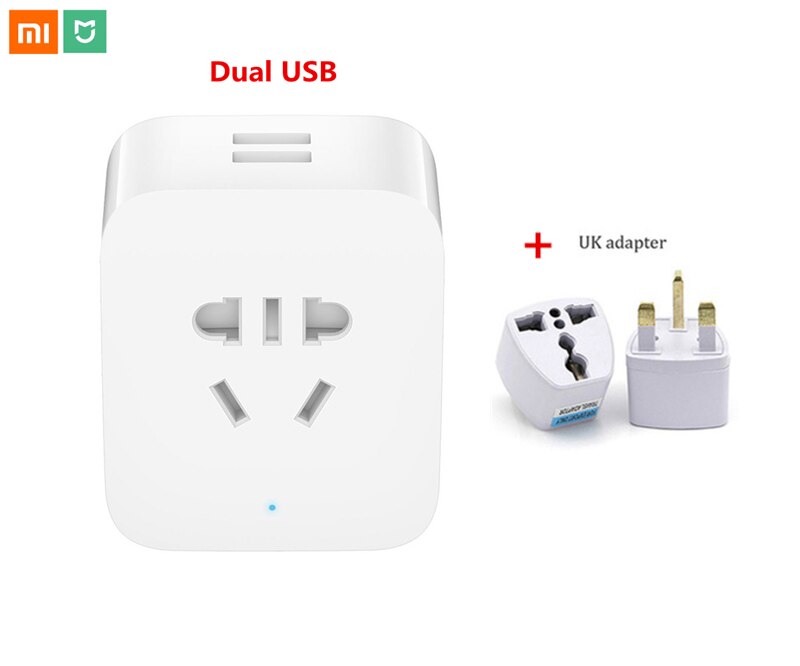 Original Xiaomi mijia Smart Socket Plug Dual USB with Bluetooth Gateway WIFI Socket Power Adapter Wireless Remote by APP mi home: USB version with UK