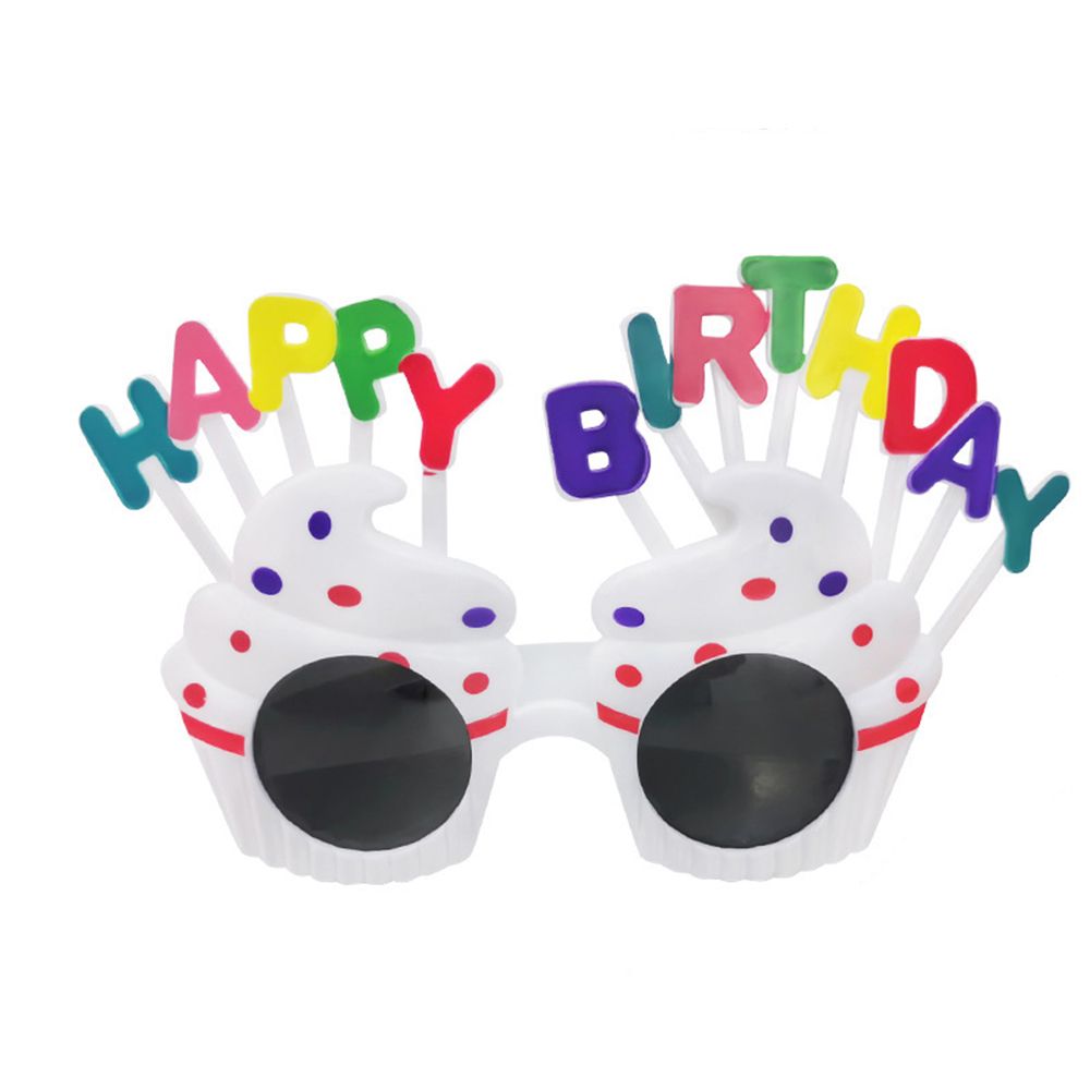 Funny Happy Birthday Glasses Cake Dollar Party Decoration Glasses for Adults Kids Newborn Photography Props: white-Cake