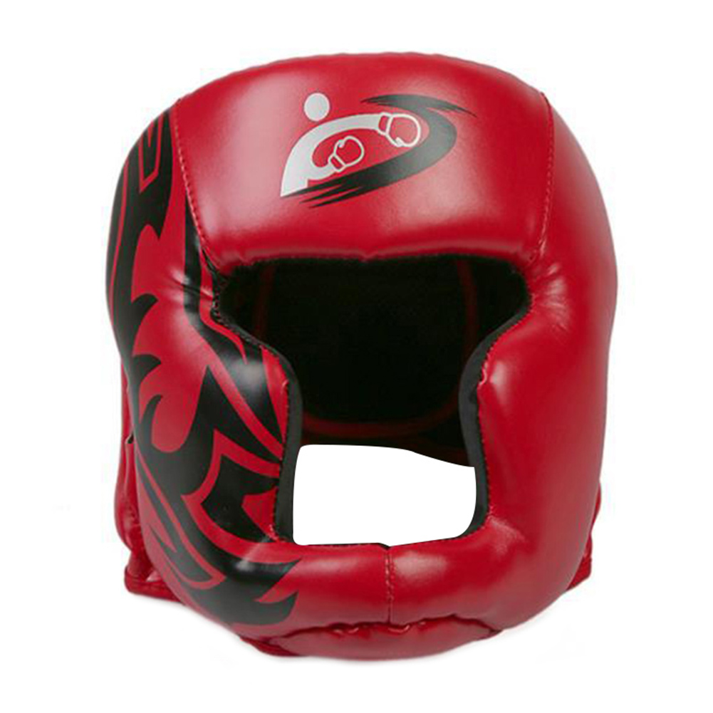 Casque de protection de lutte taille réglable en cuir souple protecteur de tête pour la boxe YA88: Rouge