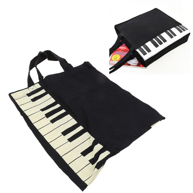 Black Piano Keys Music Handbag Tote Bag Shopping Bag Handbag Q0KE