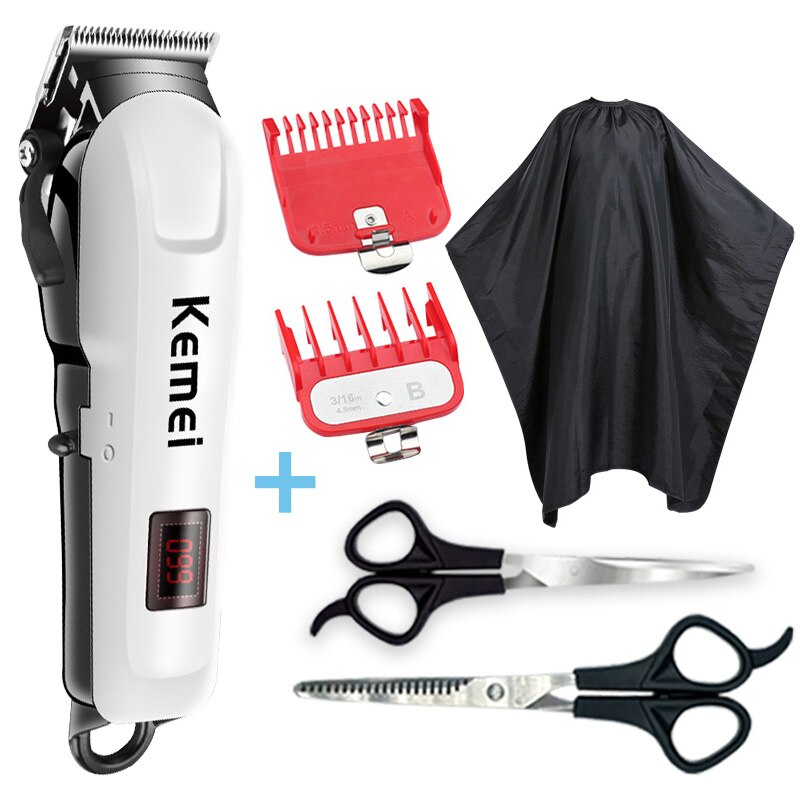 Kemei Trimmer Professionele Tondeuse Haar Snijmachine Tondeuse Elektrische Kapsel Machine Haar Kapper Gereedschap 5: White Barber set