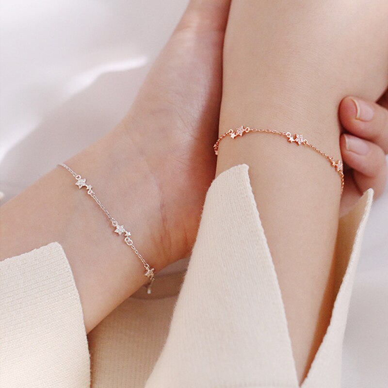 ANENJERY Silber Farbe Stern Armbinde für Frauen zierlich Pflastern Zirkon Verknüpfung Kette Armbinde 2022 Neue