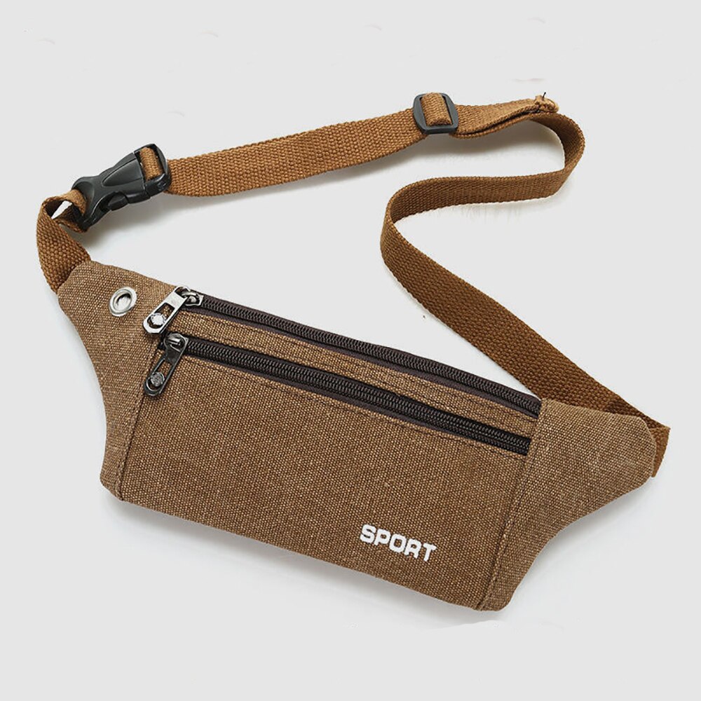 Sac banane en toile de grande capacité pour homme et femme, couleur unie, idéal pour les voyages en plein air: 5