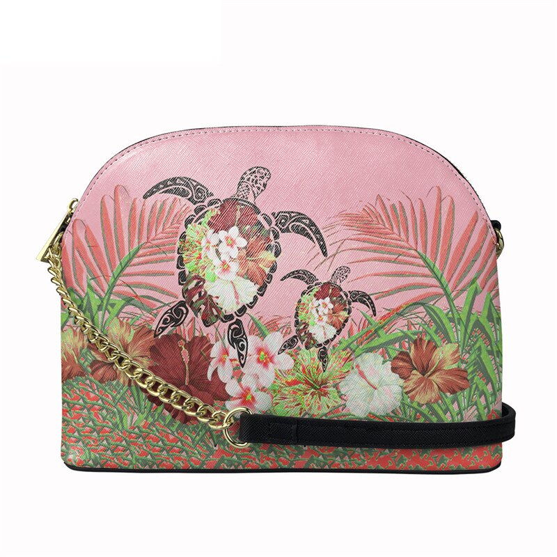 Nopersonality Polynesische Schildpad Met Hibiscus Print Vrouwen Pu Lederen Tas Brand Luxe Shell Tas Stijlvolle Schoudertas: HTBE133D49