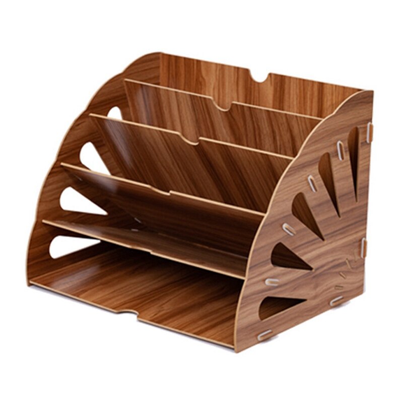 Wooden Office Desk Organizer DIY Document File Rack Multifunction Desk Accessories Storage Magazine Book Desk Shelf: Default Title