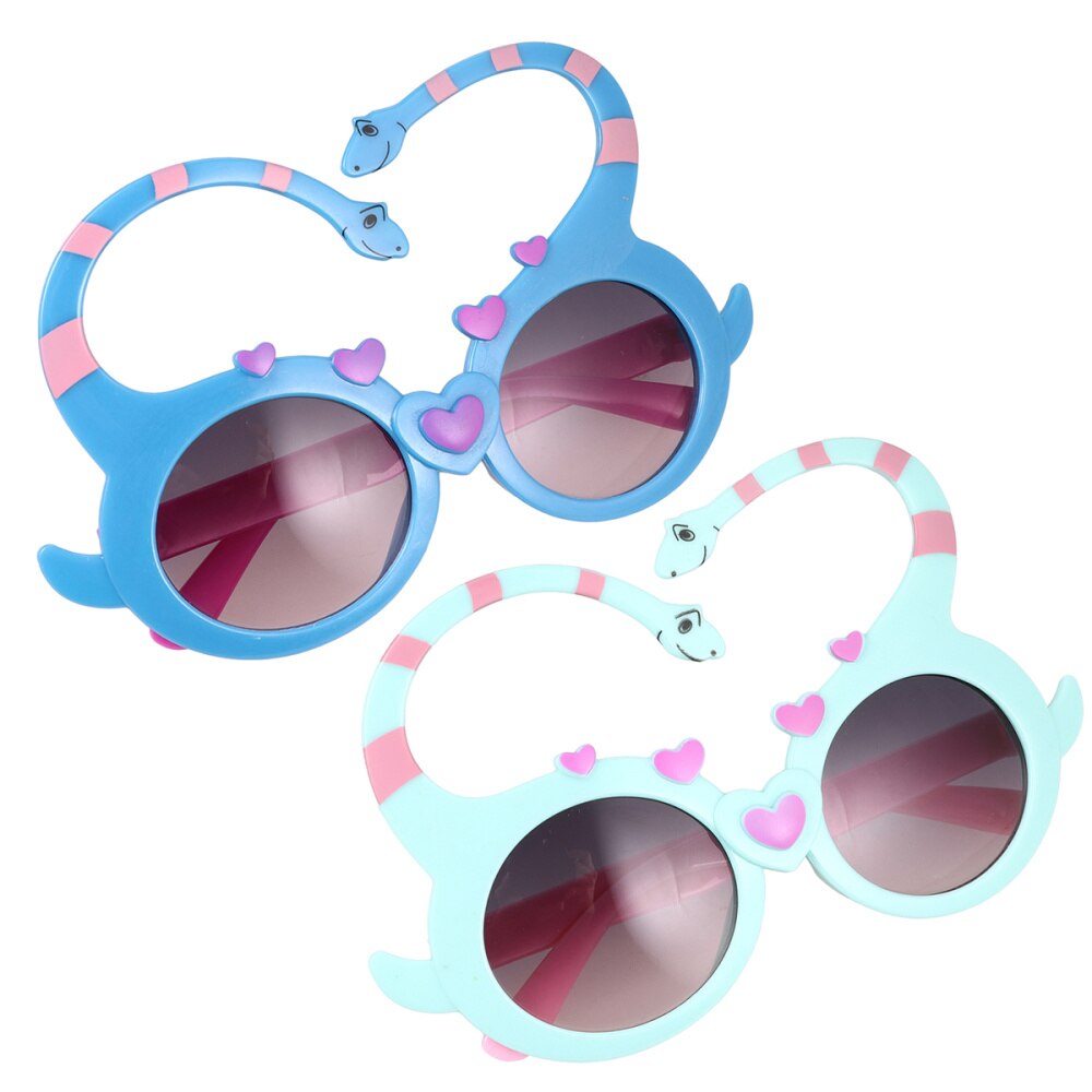 2pcs Long Neck Dinosaurs Sunglasses Cartoon Party Prop Eye Glasses Funny Cosplay Glasses Party Supplies (Red, Yellow): Picture 2