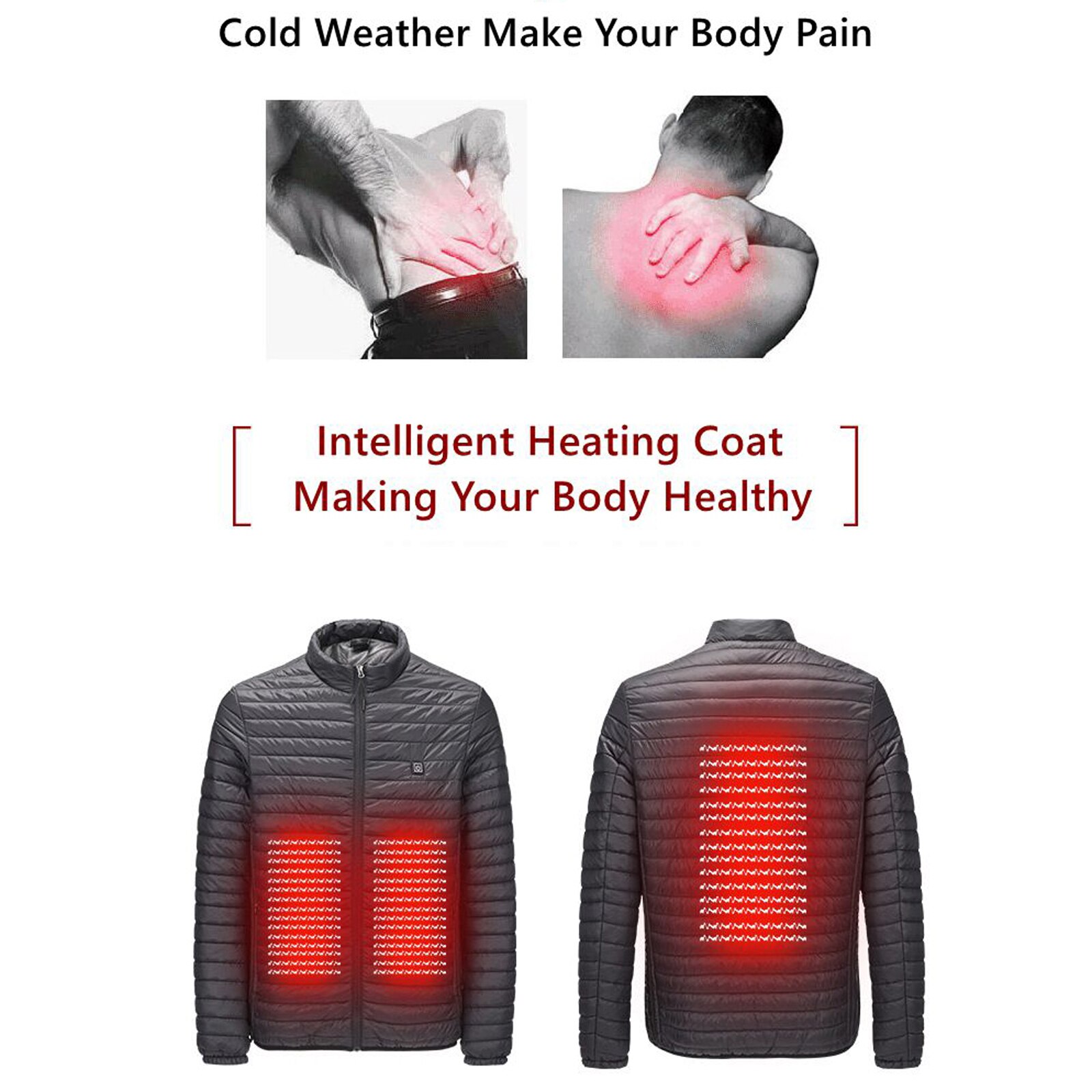 Outdoor USB Heated Jacket Coat Winter Flexible Electric Thermal Clothing Long Sleeves Fishing Hiking Camping Skiing Warm Clothes