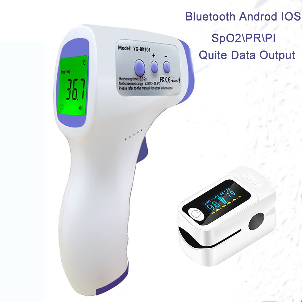Bluetooth pulsoksymeter oled ganske datautgang fingeroksymetre spo 2 pi pr rr blodoksygenmåler android ios med termometer