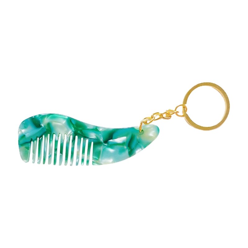 Mini peigne à cheveux en acétate , porte-clés Portable, belle brosse à cheveux imprimée léopard, outils de coiffure, porte-clés de voyage pour femmes