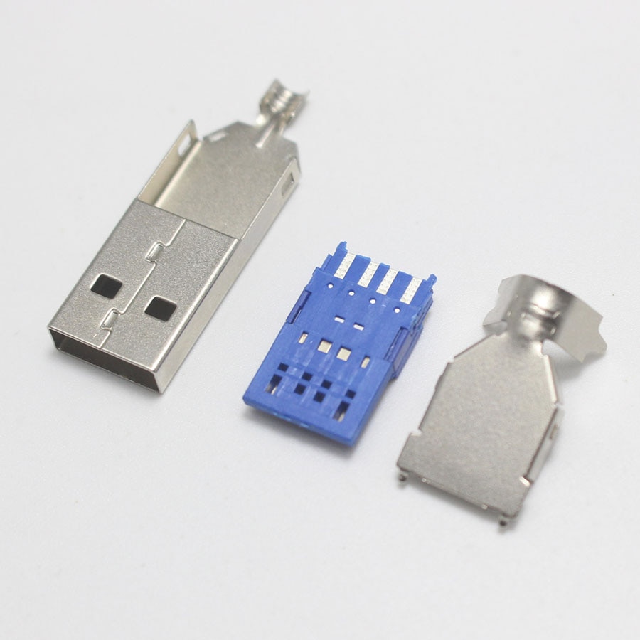 1/2/5 sett usb 3.0 type en hannkontakt jack loddetype 3 in 1 høyhastighets usb 3.0 jack mannlig ladestikk for diy