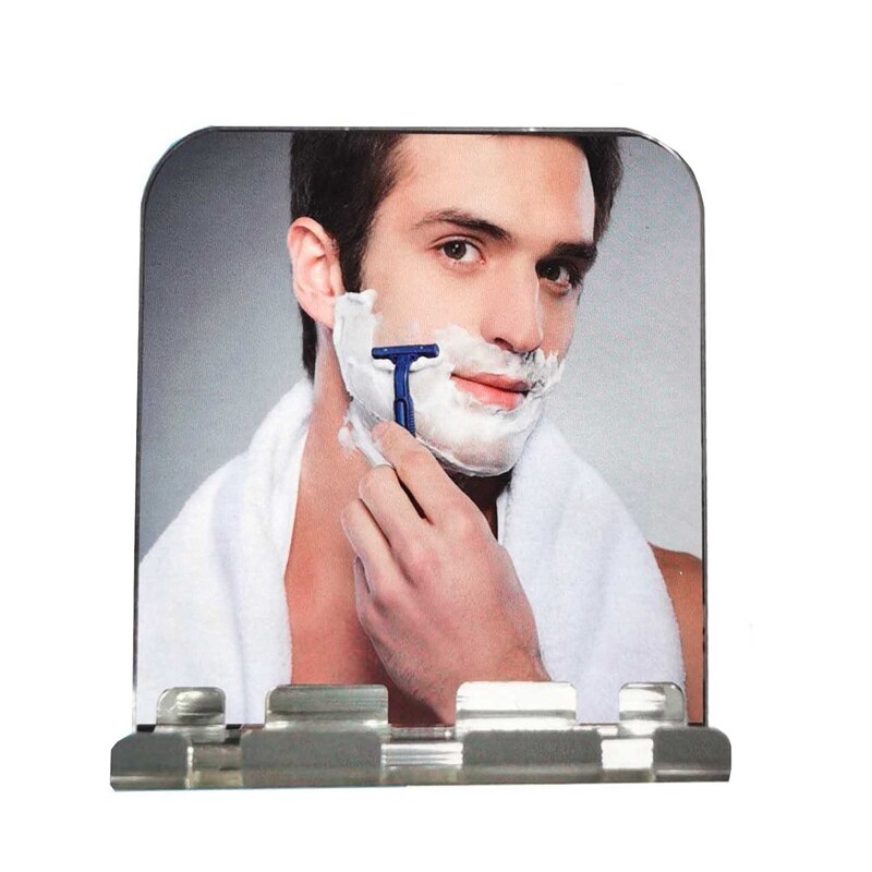 Anti-tåge brusebad spejl bærbart tåget akryl badeværelse barbering spejl aftagelig tandbørste spejl med sugekopper: Default Title