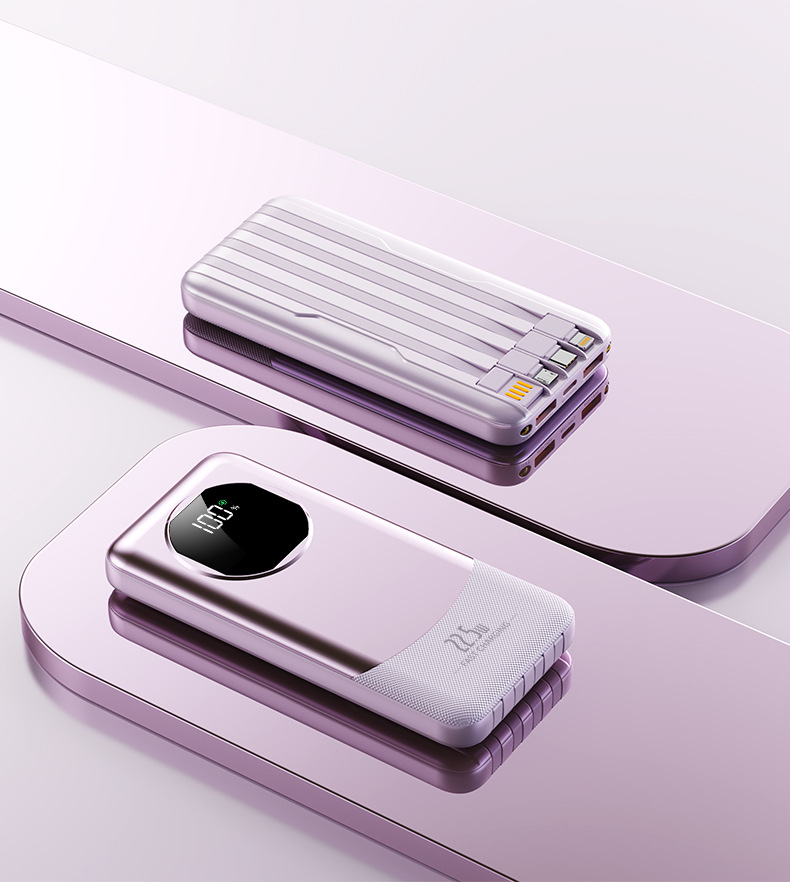22.5w snelladende powerbanks van 20000 mah met 4 ingebouwde kabels, grote capaciteit, lichtgewicht, draagbare, mobiele stroomvoorziening: Donkergrijs