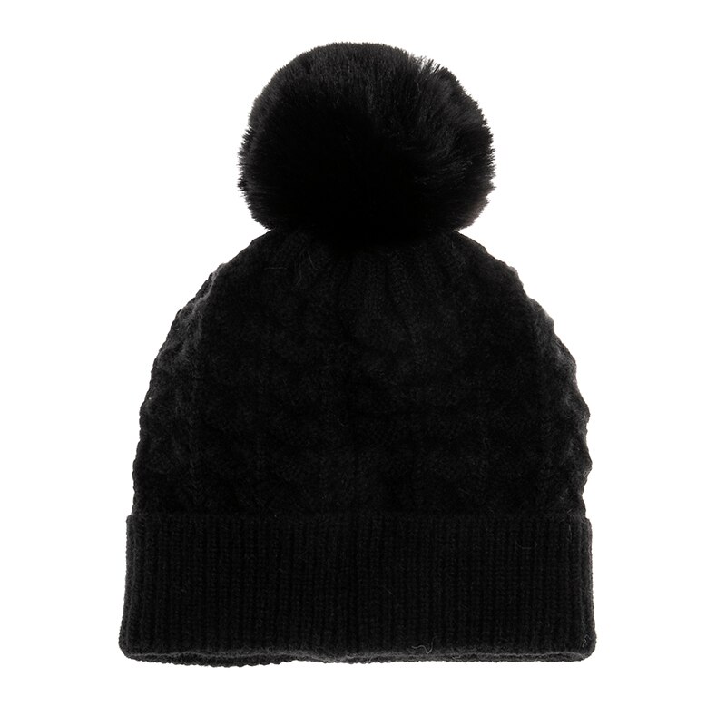 FOXMOTHER-gorrito a cuadros liso para mujer, gorra tejida, color negro, rosa, gris, amarillo, para invierno: Black