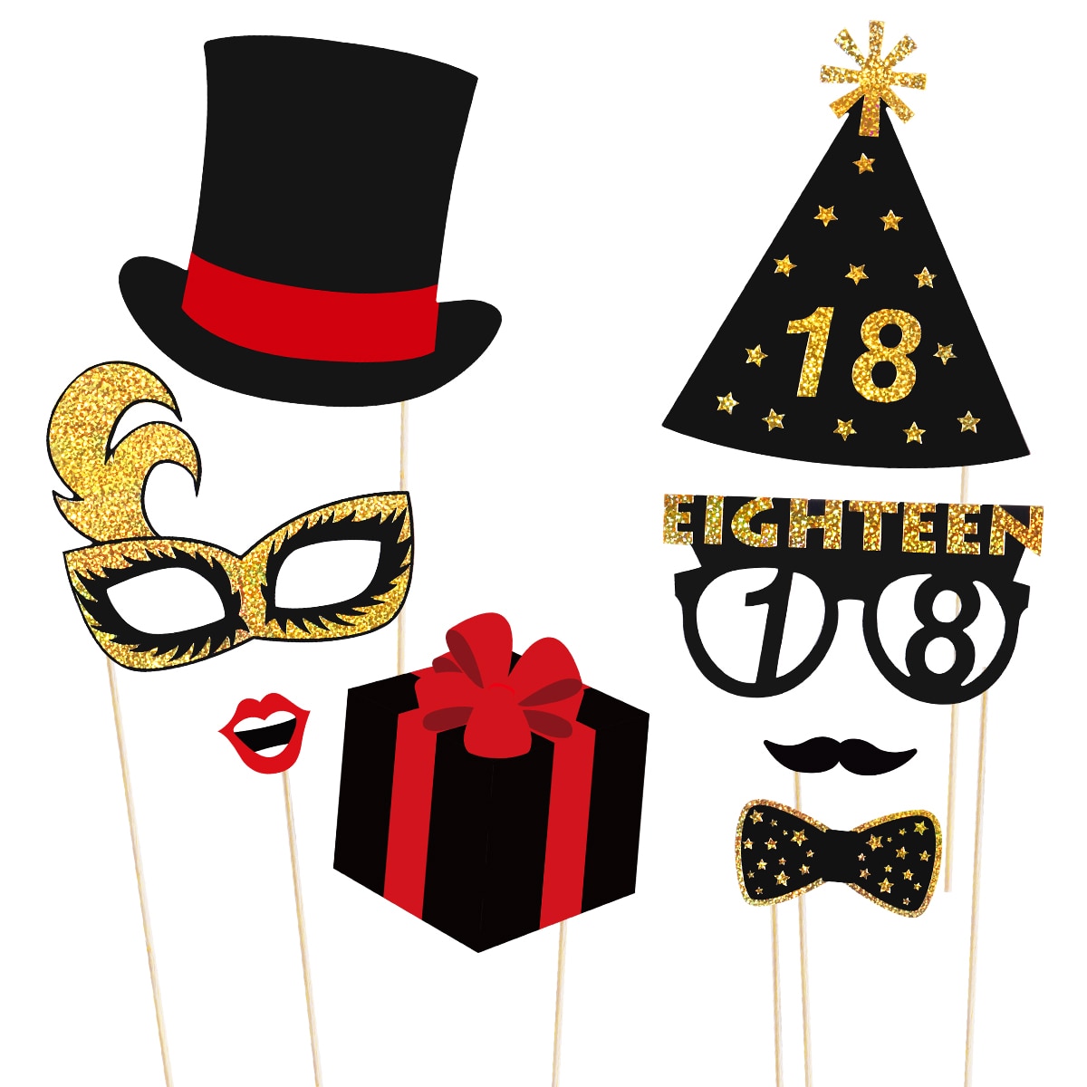 Tinksky-Accesorios de feliz cumpleaños para fotomatón, 29 Uds., brillo, 18 °, accesorios de , decoración de de cumpleaños, suministros A30