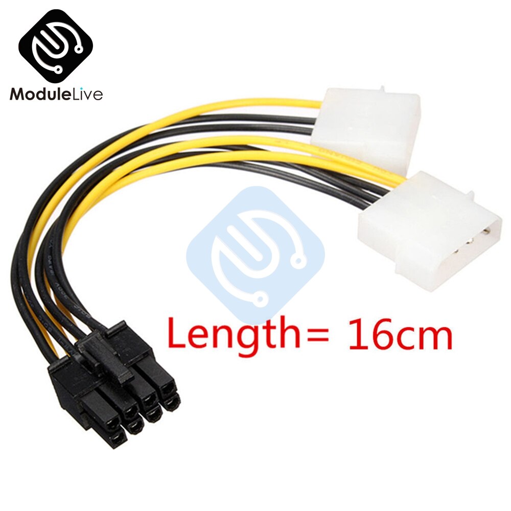 Dual Molex LP4 4 Pin to 8 Pin PCI-E Express Converter Adapter Power Cable Wire Connector Line Tools