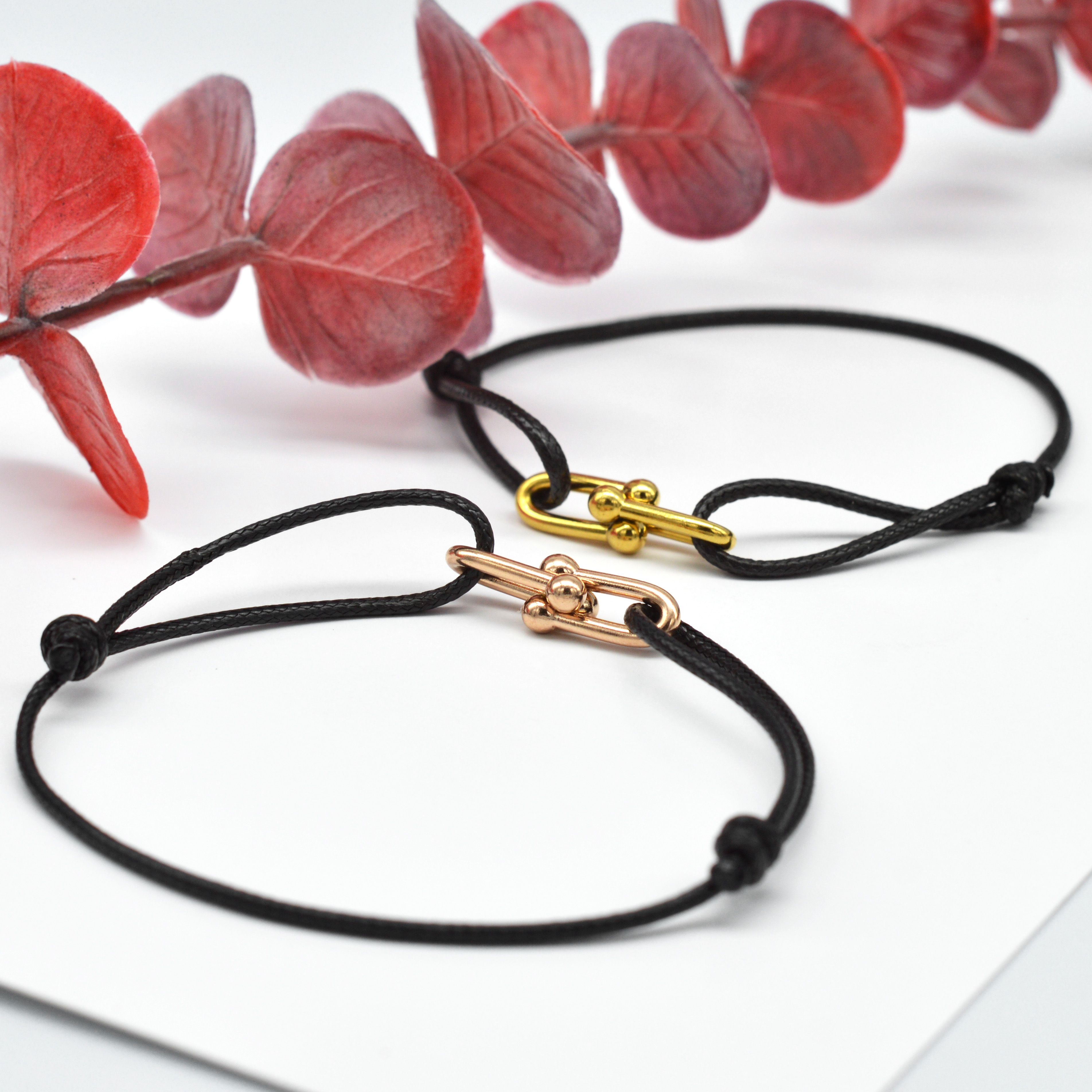 Zalman-pulsera con hebilla de herradura de bambú Simple, cinta trenzada, pulseras de cuerda ajustables DIY, joyería de acero inoxidable para hombres y mujeres