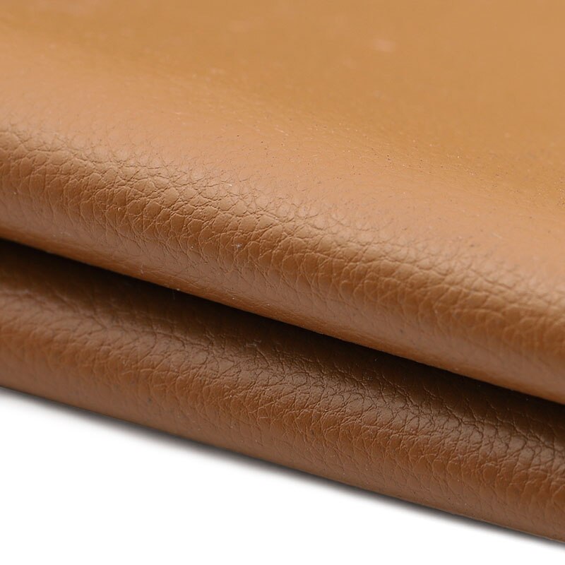 Litchi tekstur pu syntetisk læder stof imiteret læder stof til syning pu kunstlæder til gør-det-selv taske sofasæde materiale: D brun / 135 x 50cm