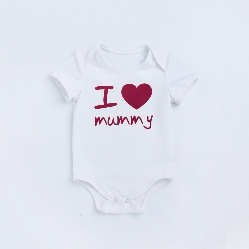 Vêtements d'été pour bébés | Vêtements pour -né, I Love momie lettres bébé, barboteuse en coton, combinaison pour garçons et filles